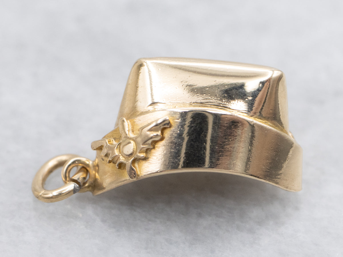 Vintage Gold USA Military Garrison Cap Charm Pendant