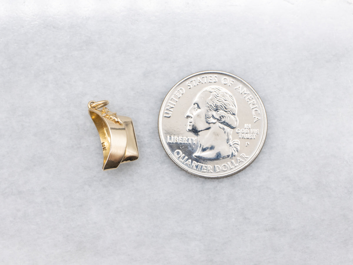 Vintage Gold USA Military Garrison Cap Charm Pendant