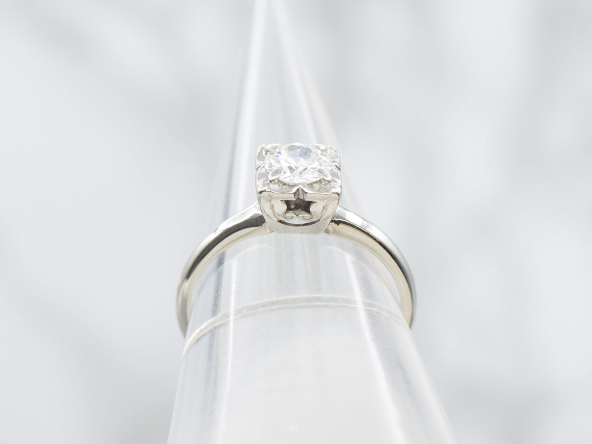 Vintage Orange Blossom European Cut Diamond Solitaire Engagement Ring