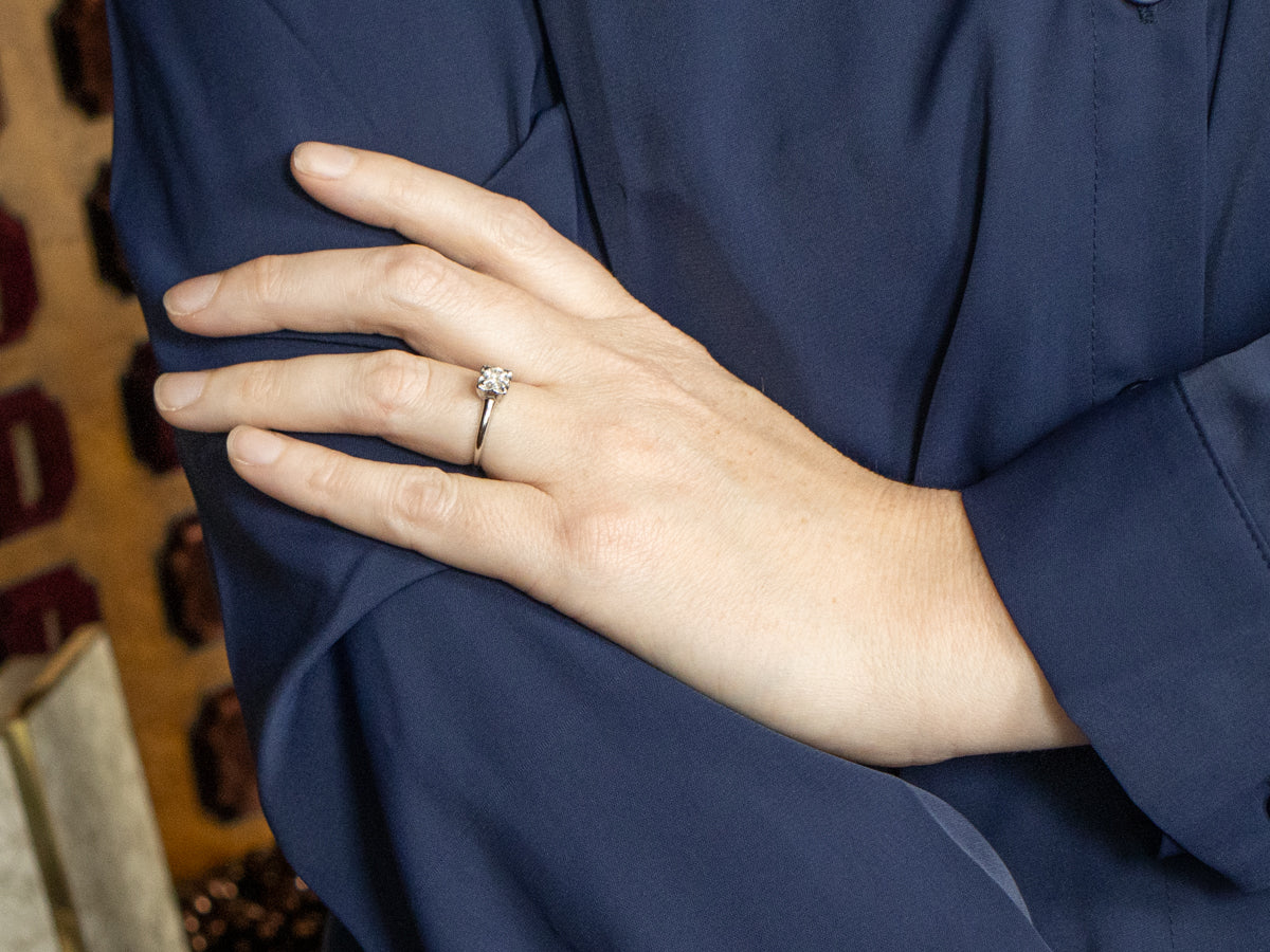 Vintage Orange Blossom European Cut Diamond Solitaire Engagement Ring