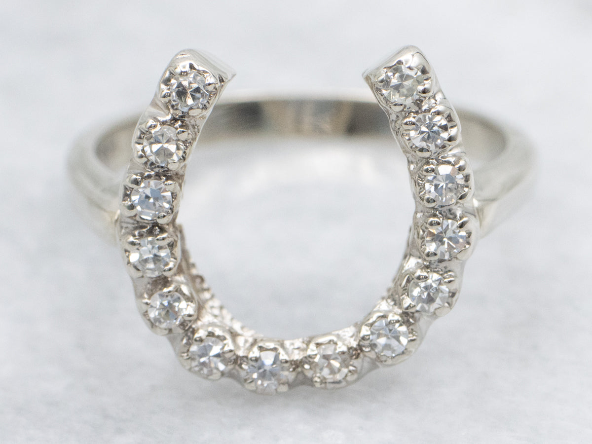 Sparkling Diamond Horseshoe Ring