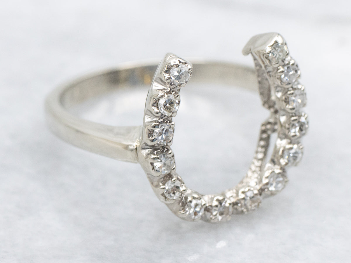 Sparkling Diamond Horseshoe Ring