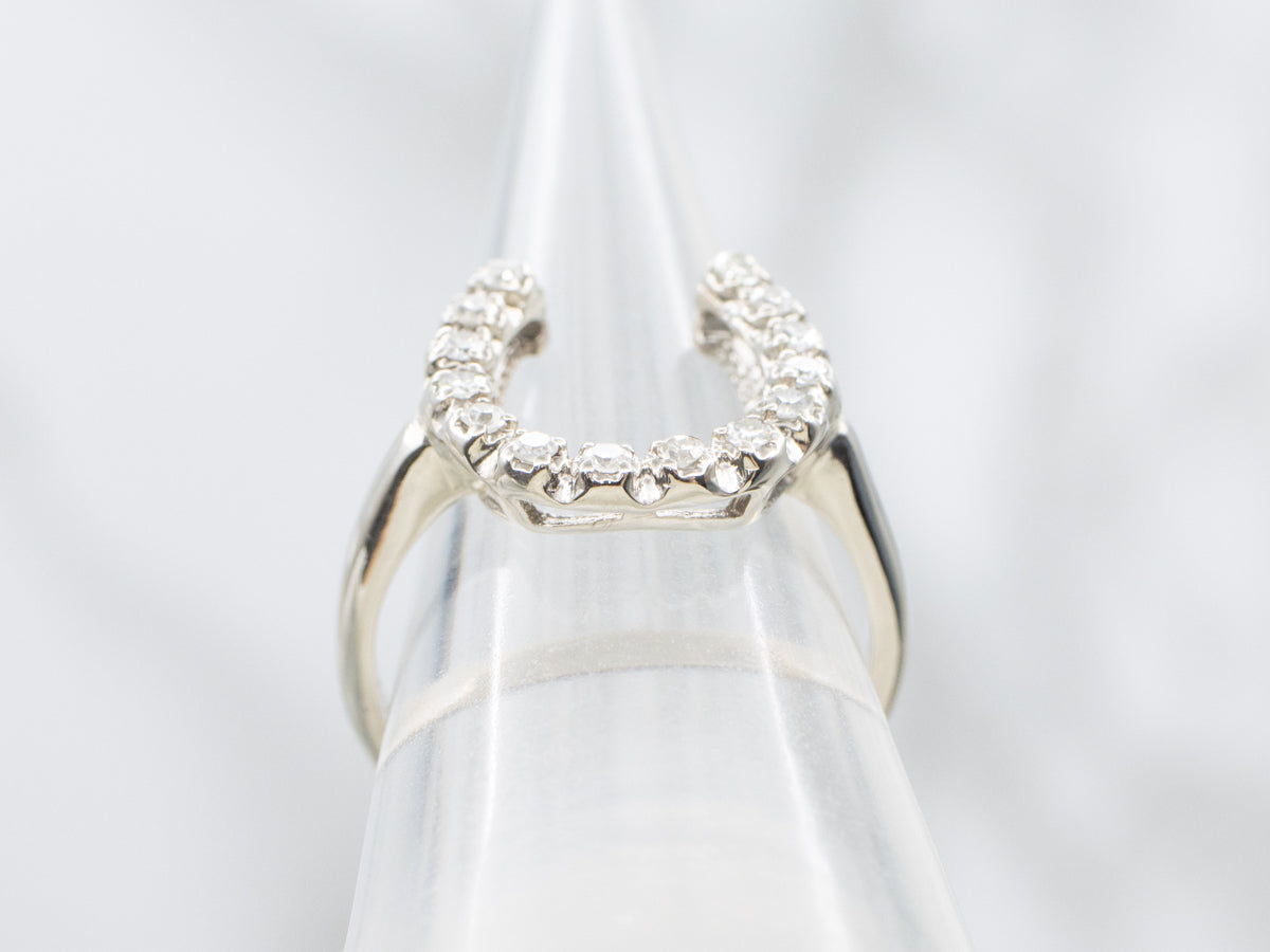 Sparkling Diamond Horseshoe Ring