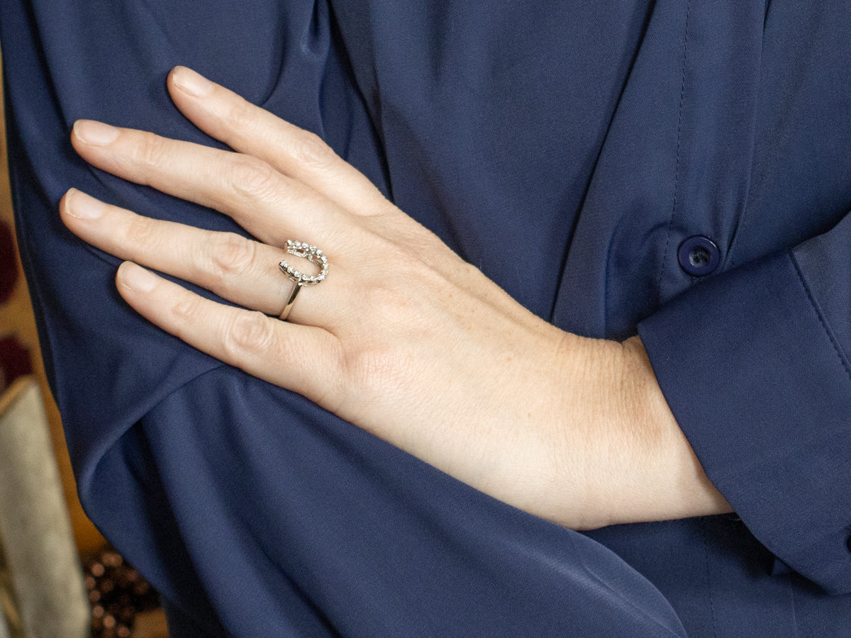 Sparkling Diamond Horseshoe Ring