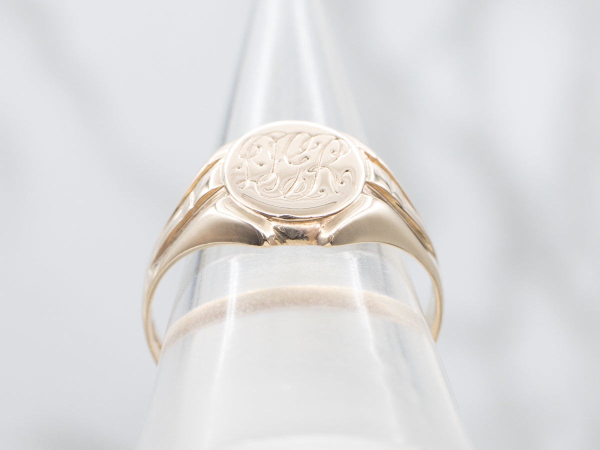 Men's Antique Gold "DGR" Engraved Signet Ring