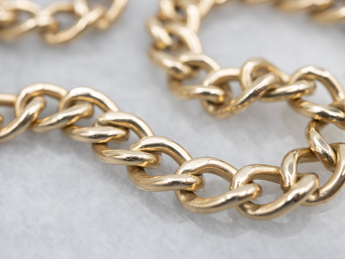 Polished Gold Curb-Link Bracelet with Spring Clasp