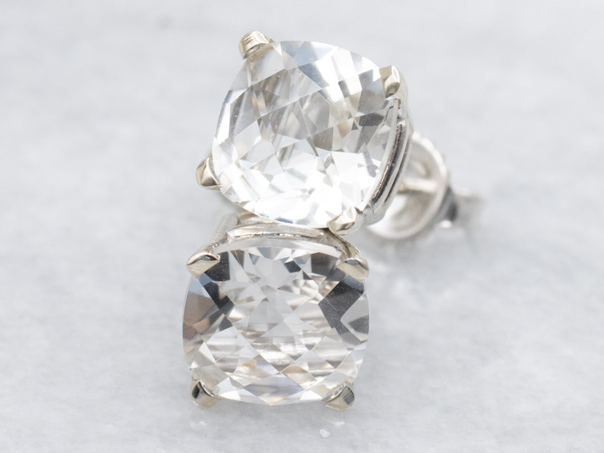 Sparkling Cushion-Cut Topaz Stud Earrings
