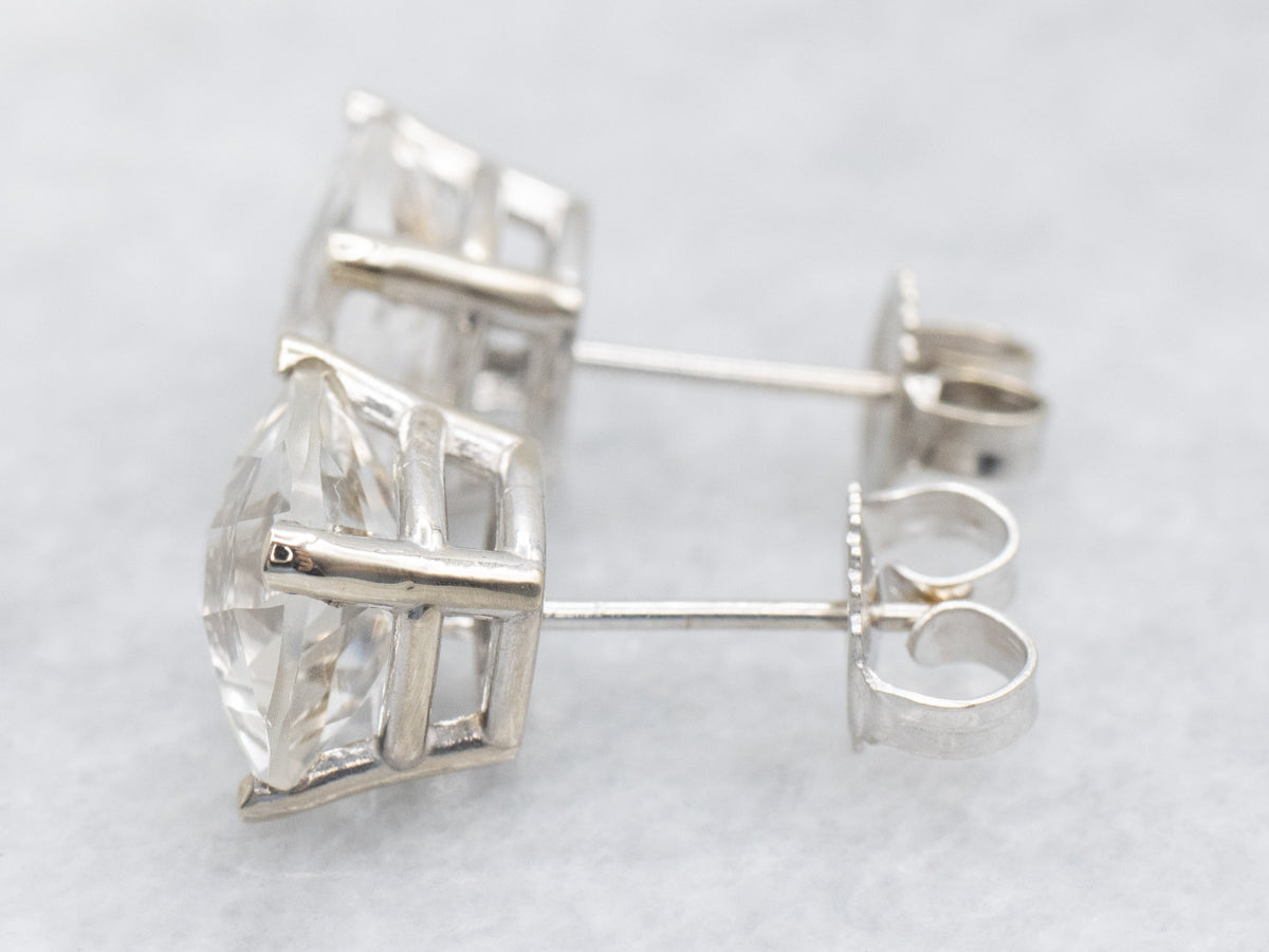Sparkling Cushion-Cut Topaz Stud Earrings