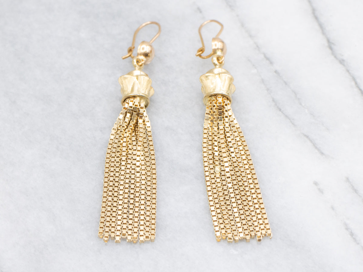 Vintage 18-Karat Gold Tassel Drop Earrings