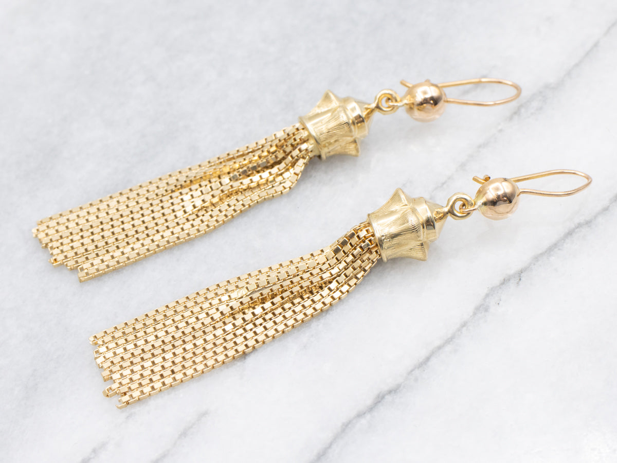 Vintage 18-Karat Gold Tassel Drop Earrings