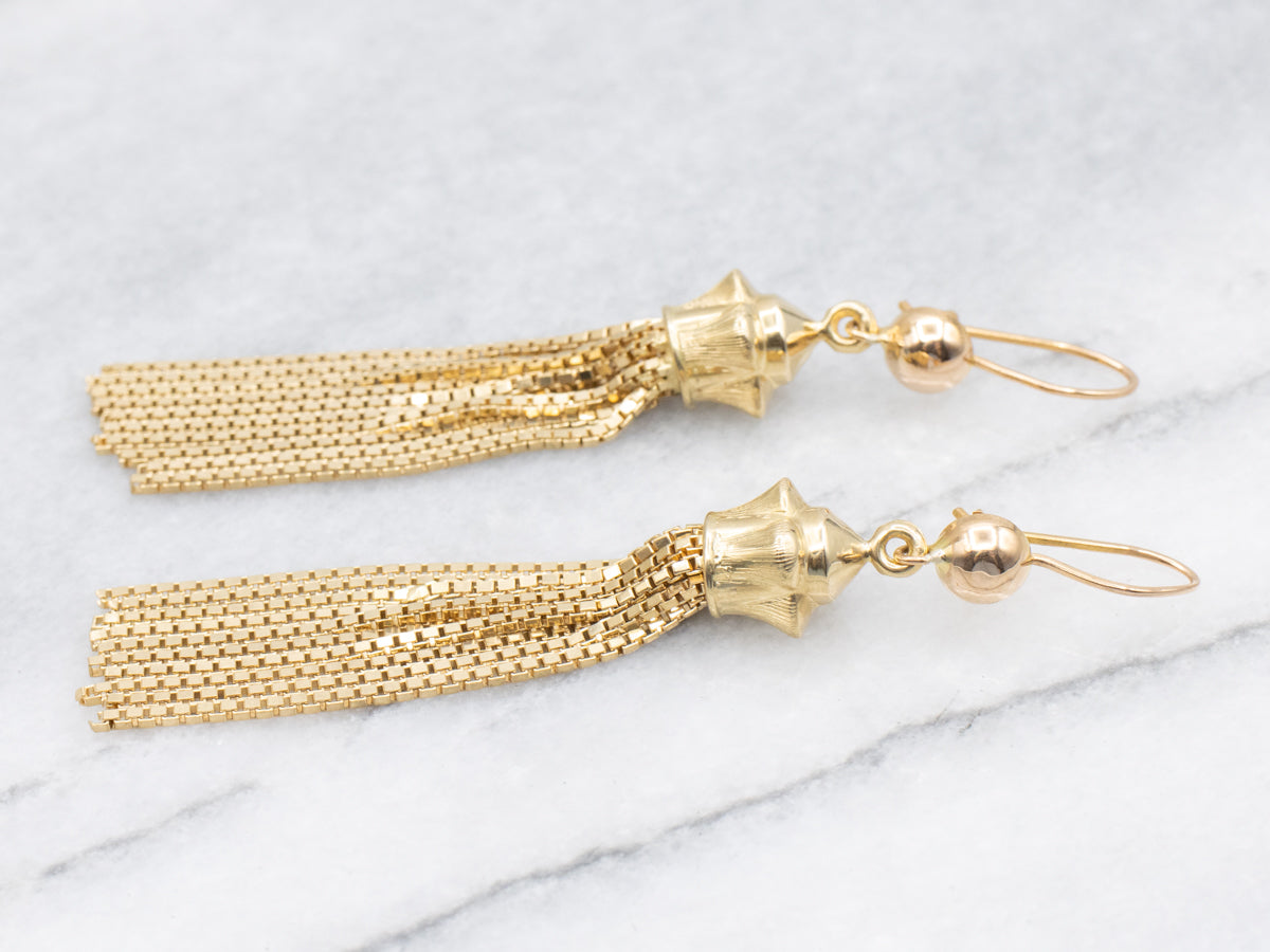 Vintage 18-Karat Gold Tassel Drop Earrings