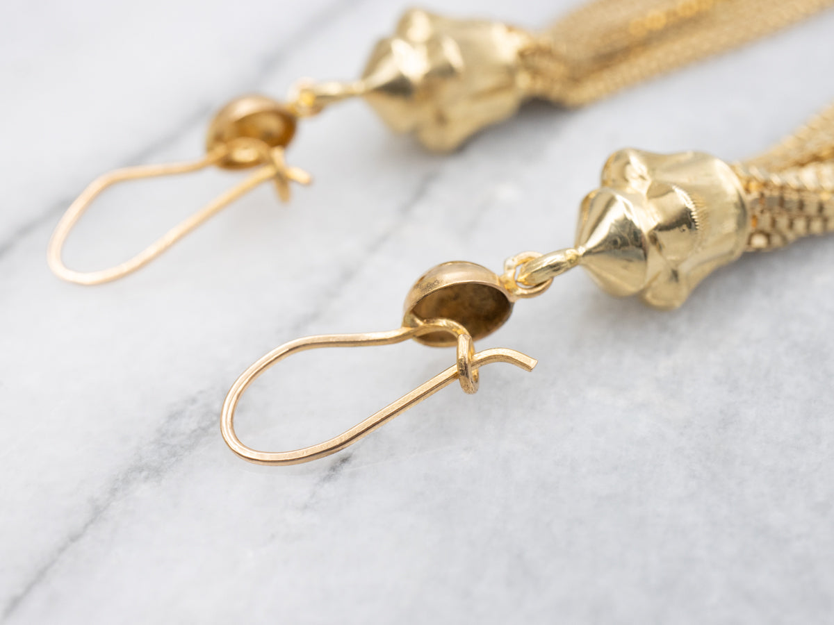 Vintage 18-Karat Gold Tassel Drop Earrings