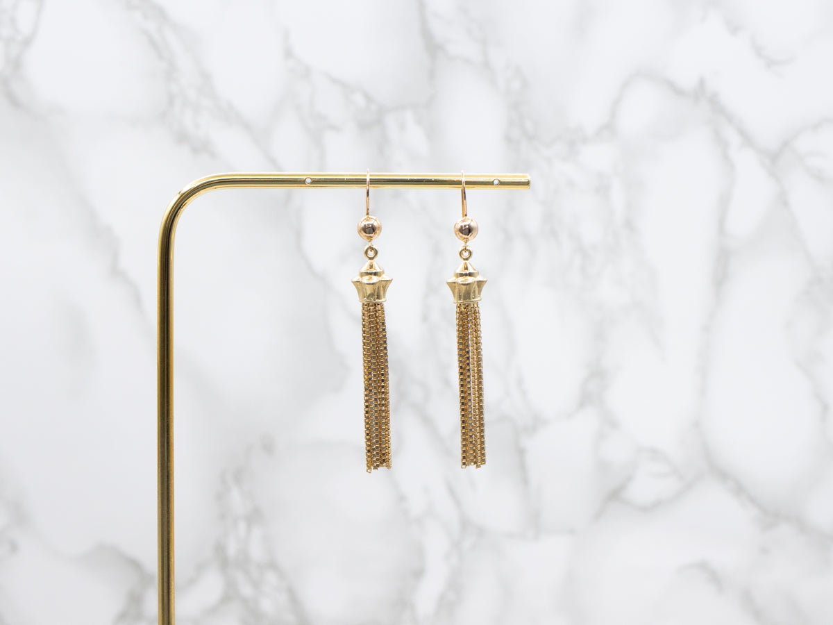 Vintage 18-Karat Gold Tassel Drop Earrings