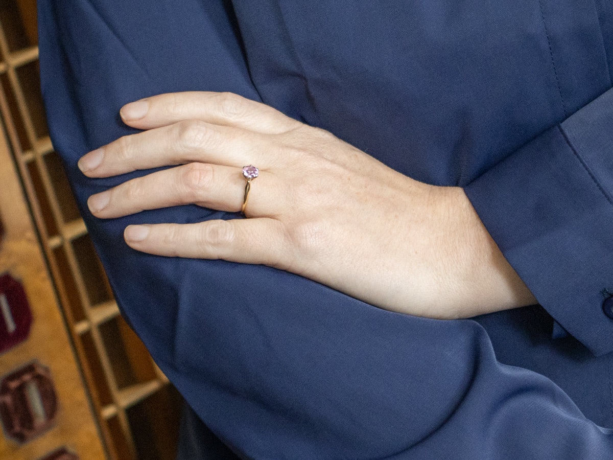 Berry Pink Sapphire Solitaire Engagement Ring