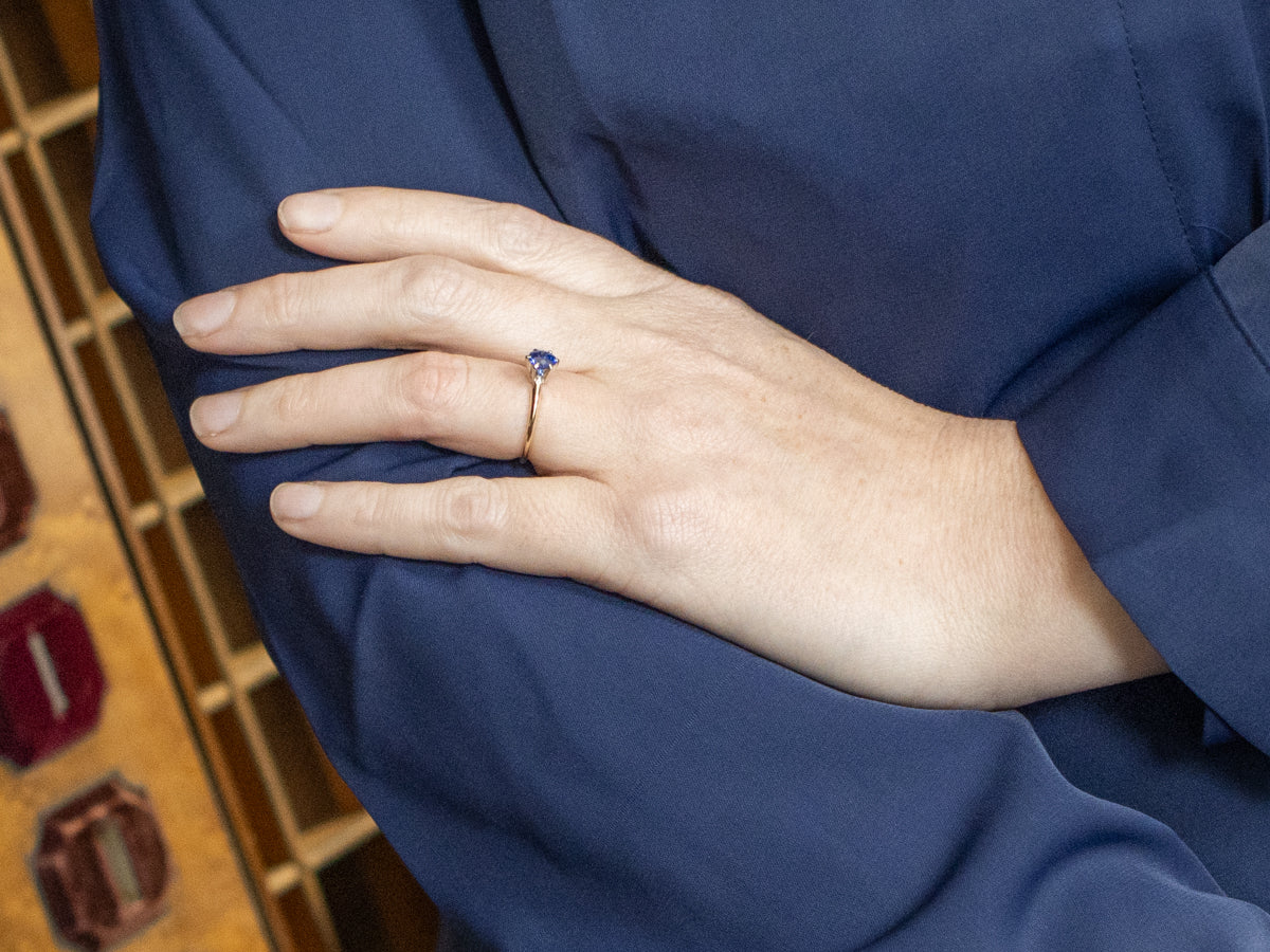 Timeless Two-Tone Blue Sapphire Solitaire Ring