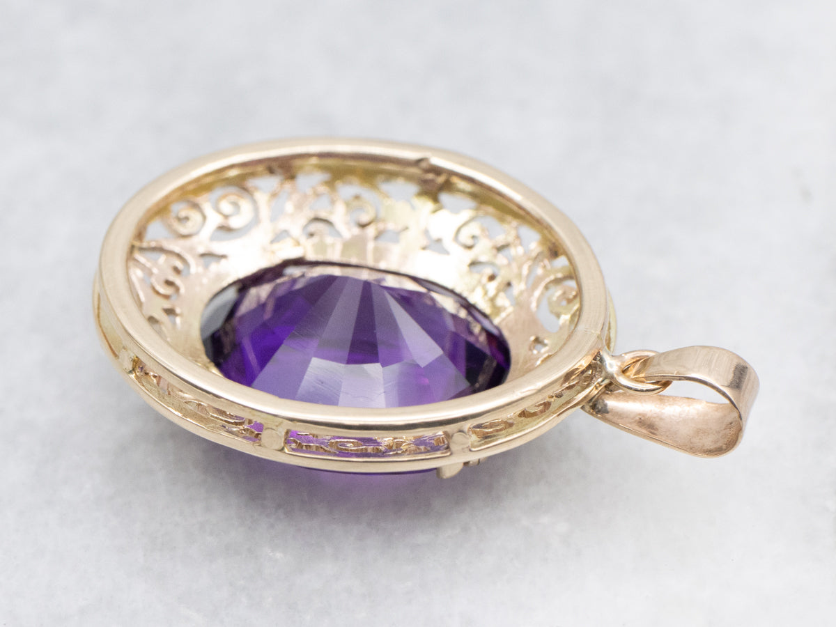 Rose Gold Amethyst Filigree Pendant