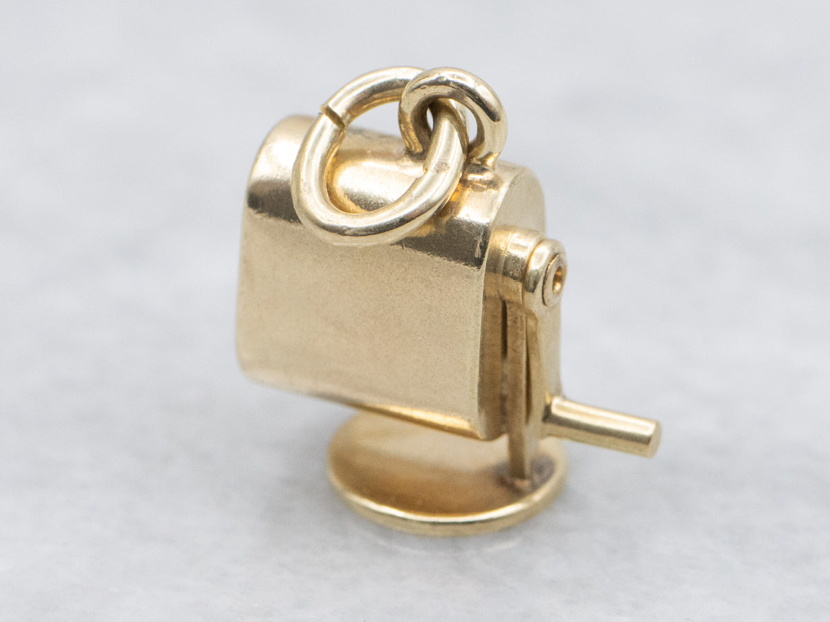 Vintage Gold Moveable Pencil Sharpener Charm Pendant