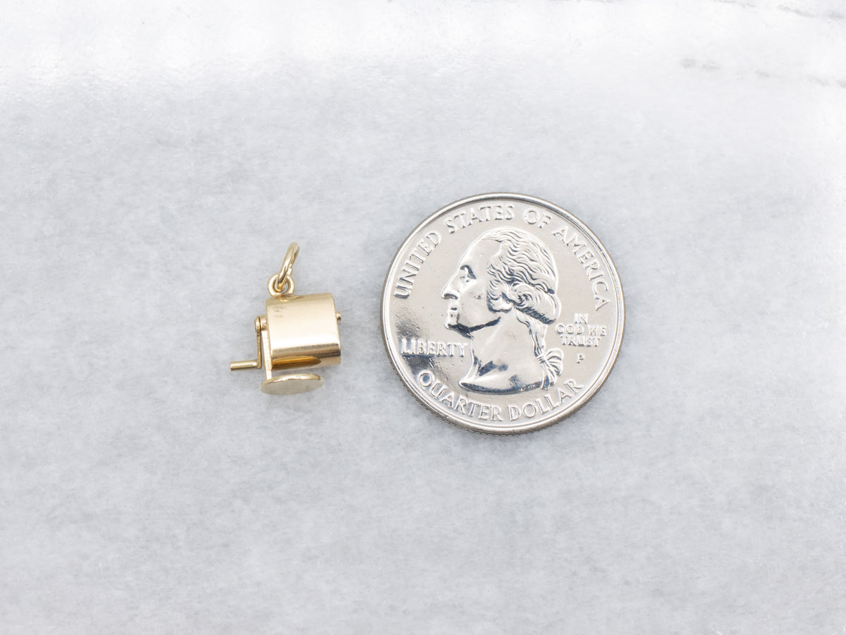 Vintage Gold Moveable Pencil Sharpener Charm Pendant