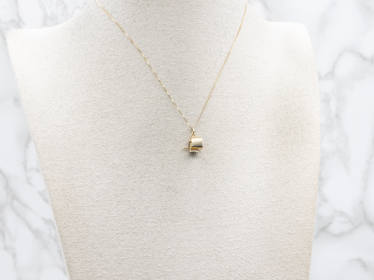 Vintage Gold Moveable Pencil Sharpener Charm Pendant