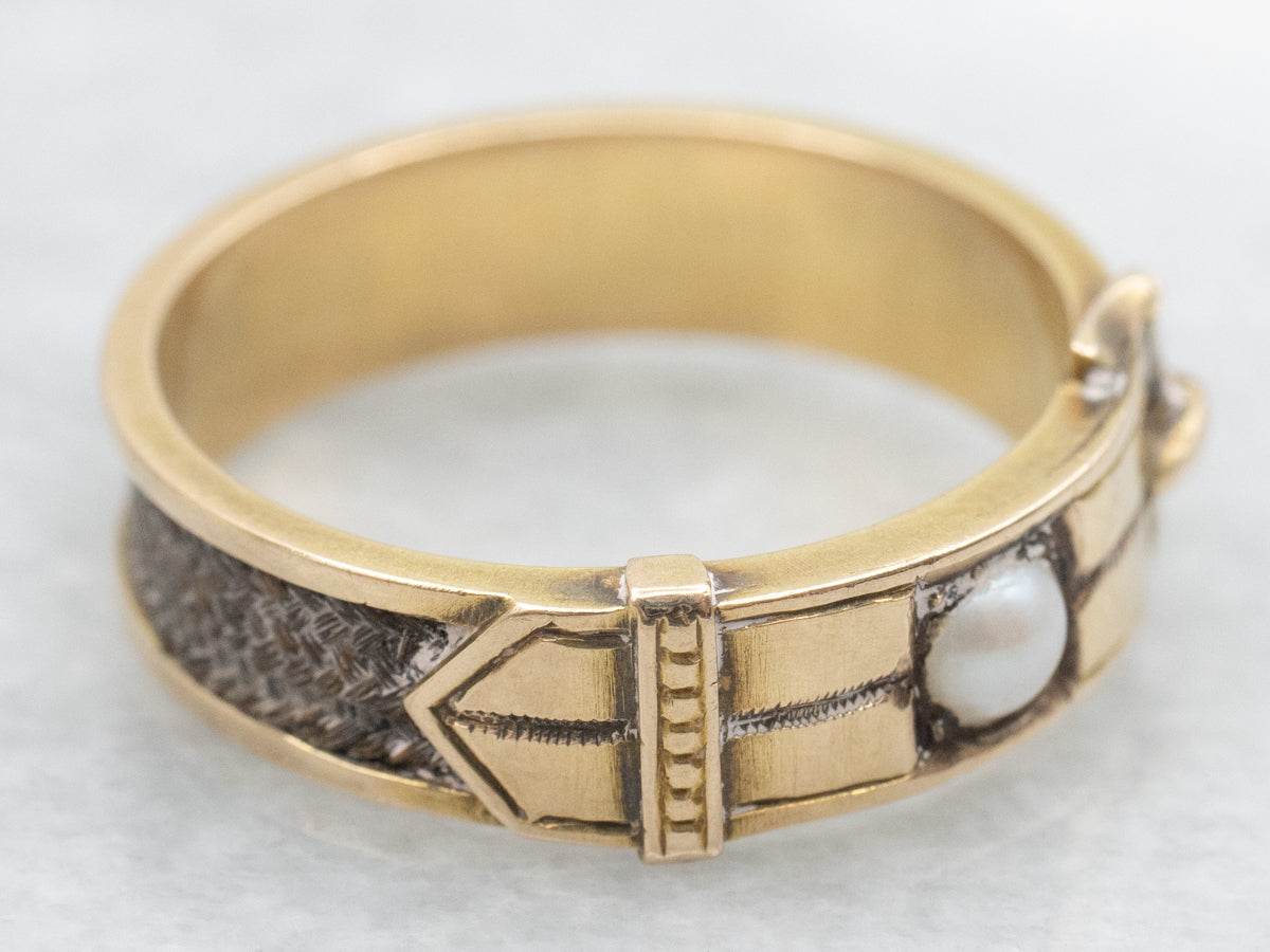 Victorian Pearl Mourning Jewelry Hair Buckle Band