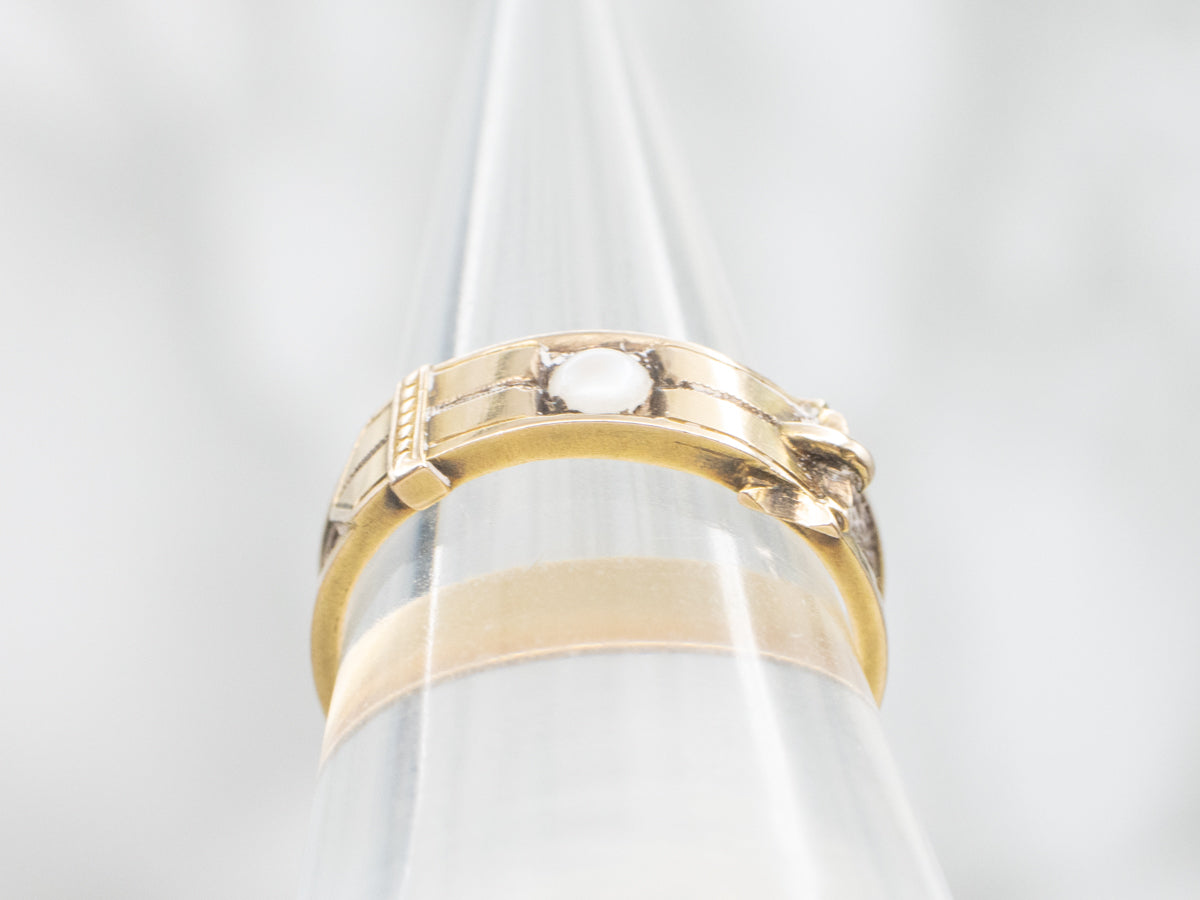 Victorian Pearl Mourning Jewelry Hair Buckle Band