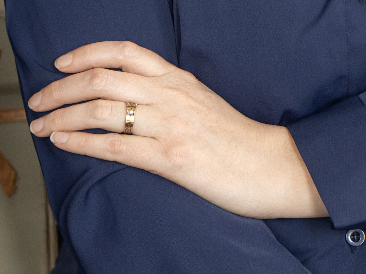 Victorian Pearl Mourning Jewelry Hair Buckle Band