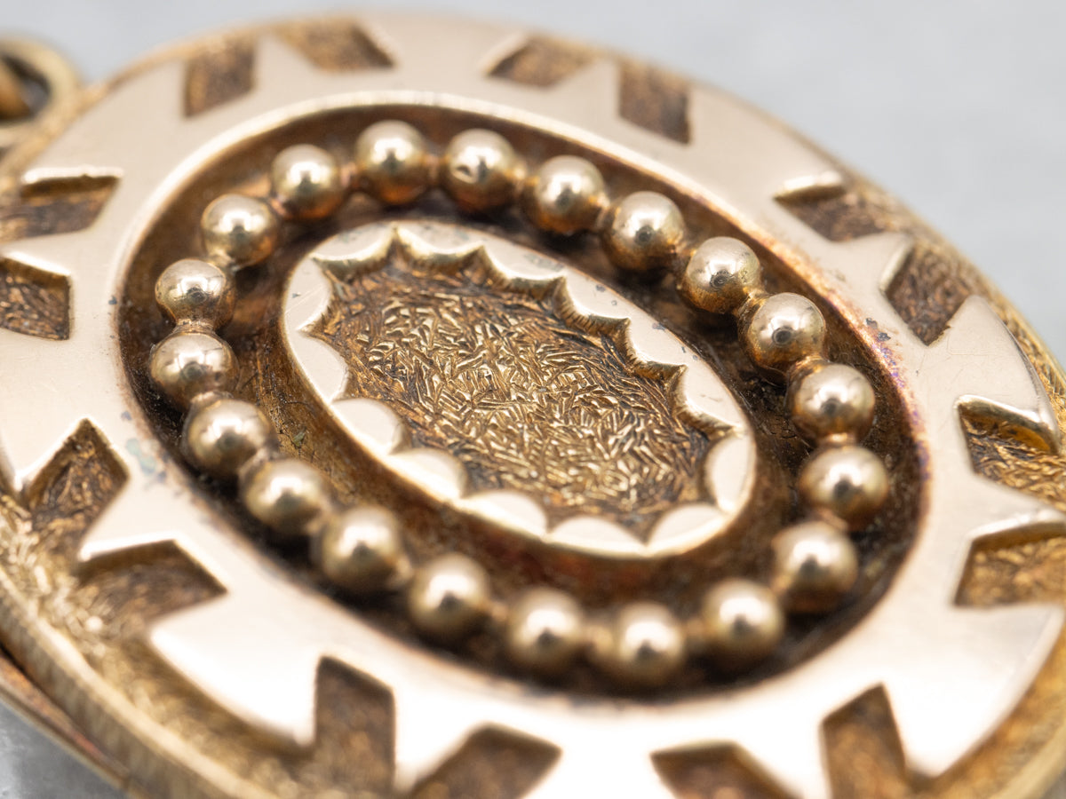 Ornately Engraved Dual-Sided Victorian Gold Locket