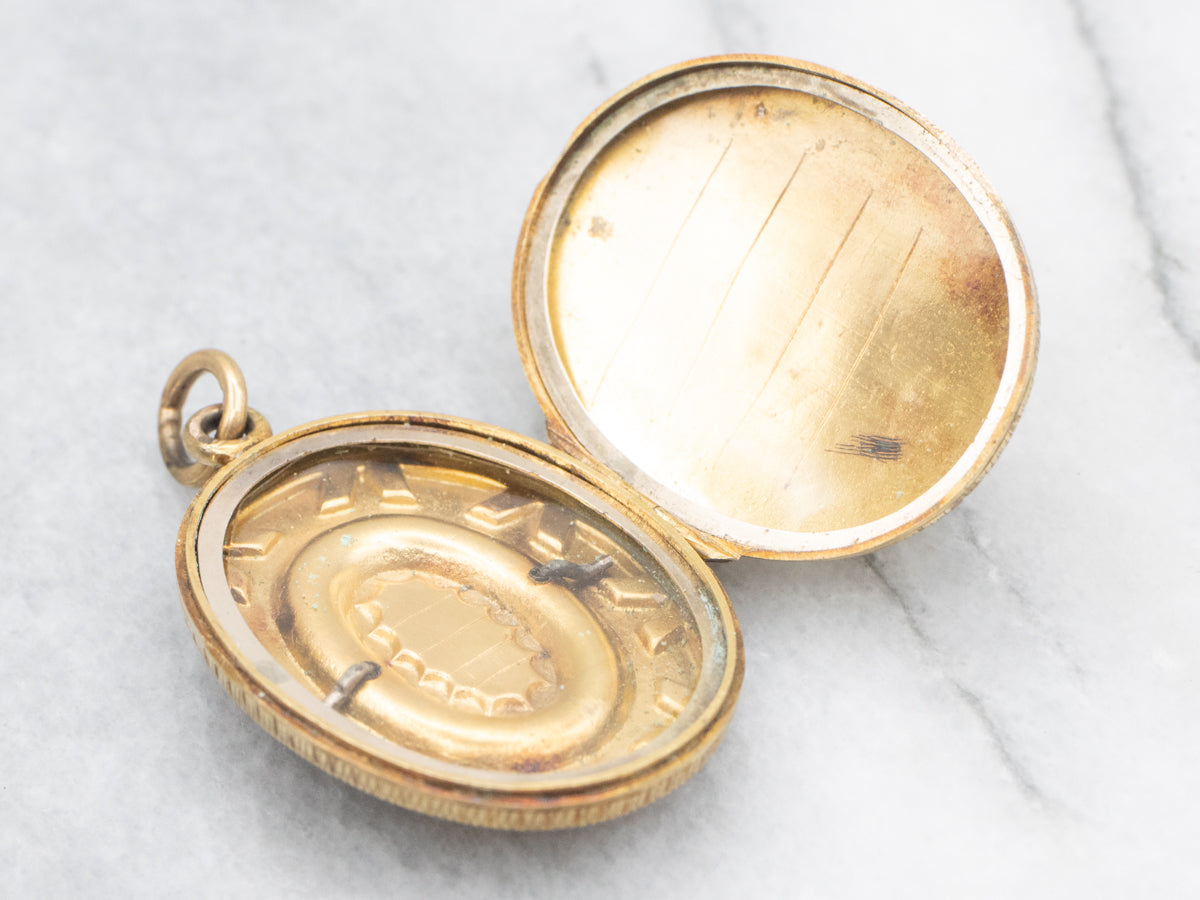 Ornately Engraved Dual-Sided Victorian Gold Locket