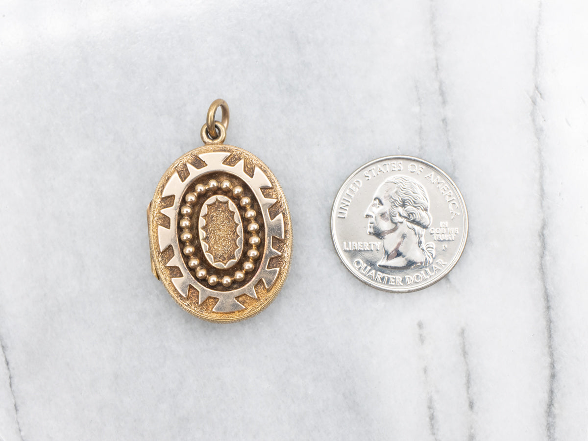 Ornately Engraved Dual-Sided Victorian Gold Locket