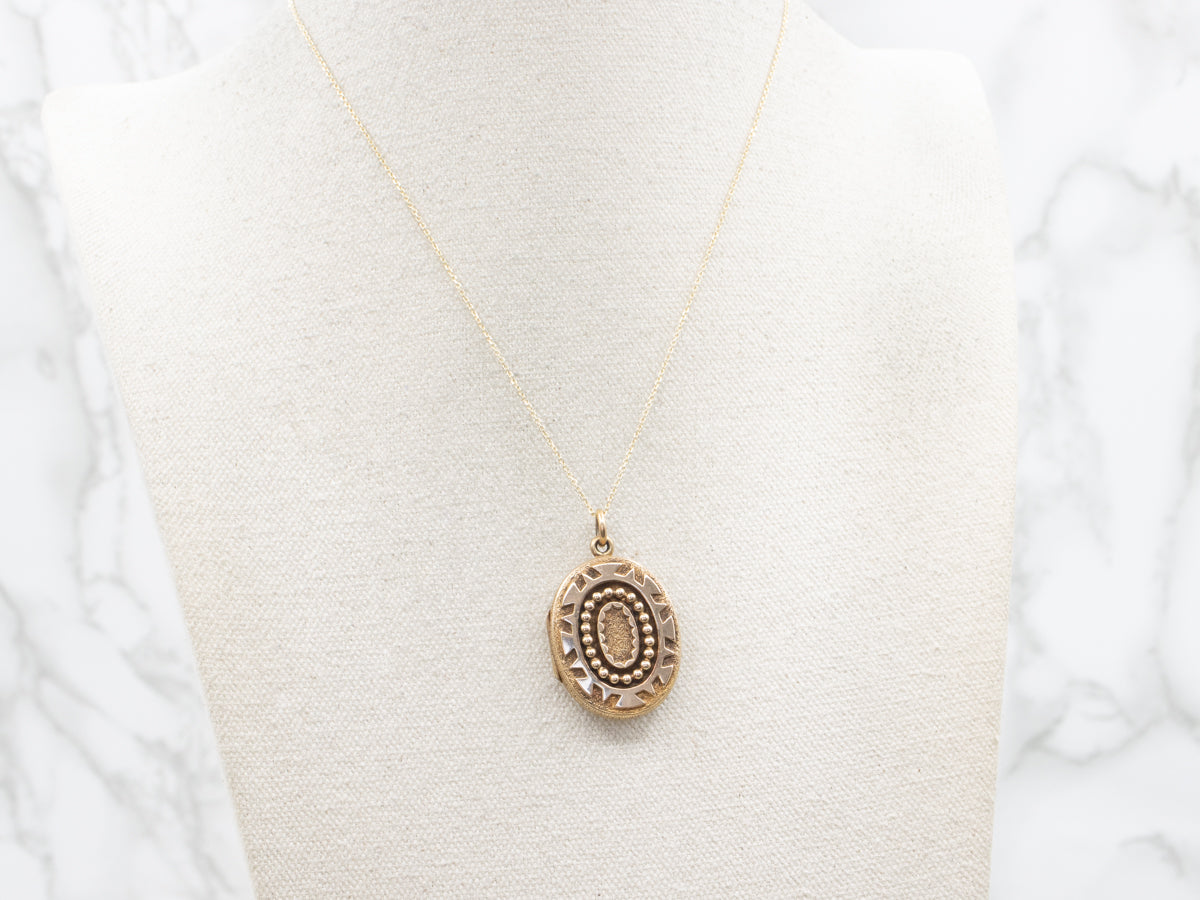Ornately Engraved Dual-Sided Victorian Gold Locket