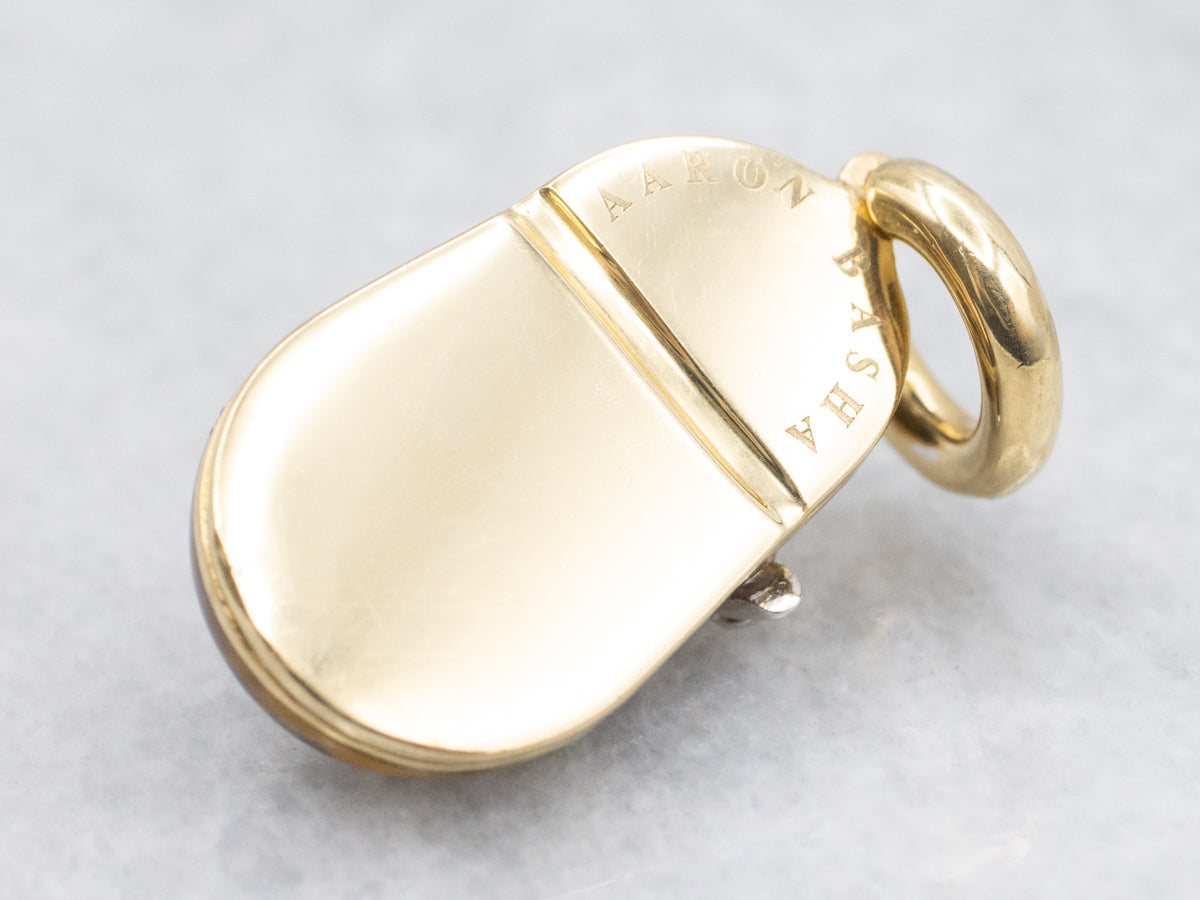 Leopard Print Enamel and Diamond Baby Shoe Pendant