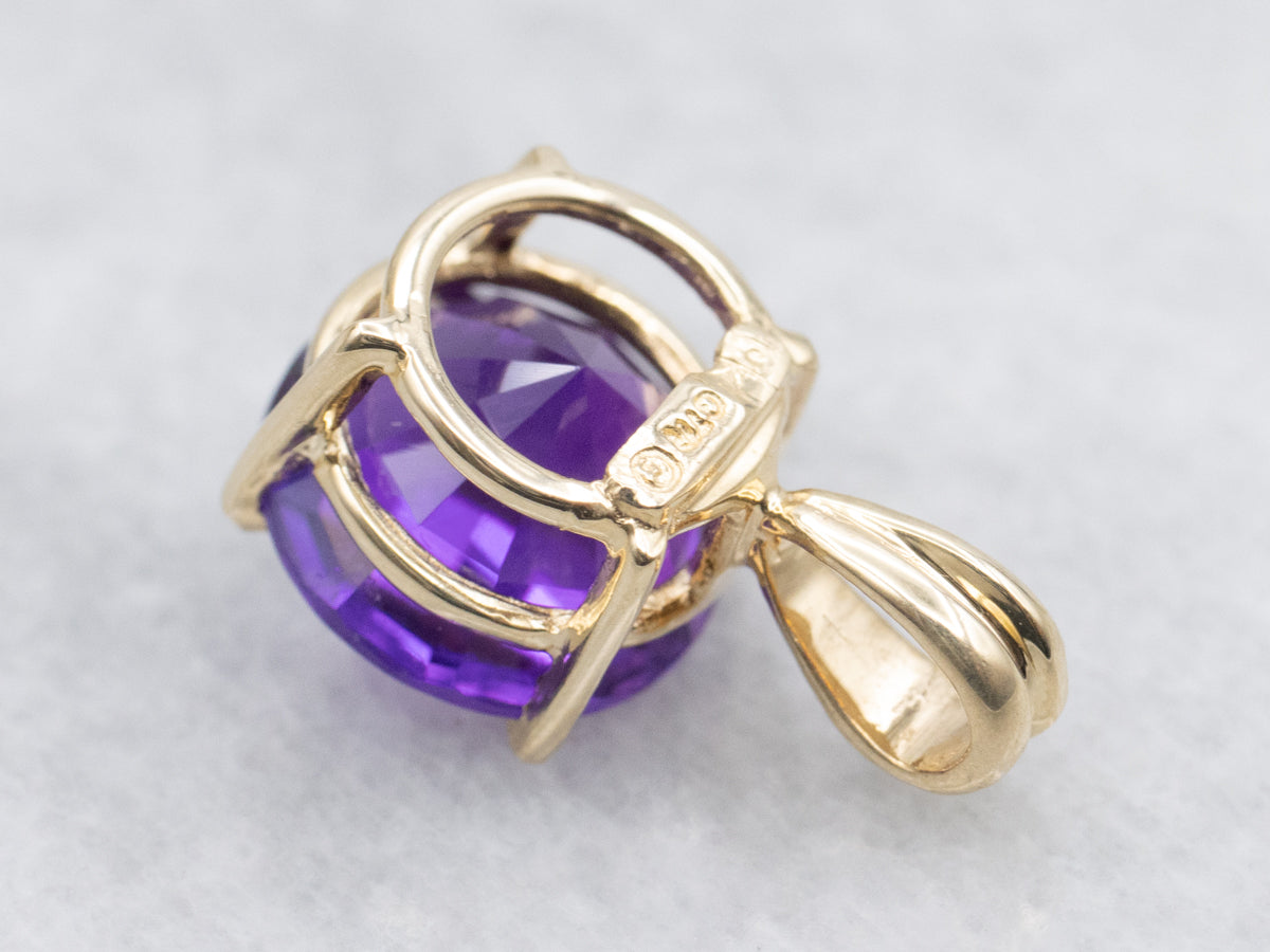 Simple Round Amethyst Solitaire Pendant