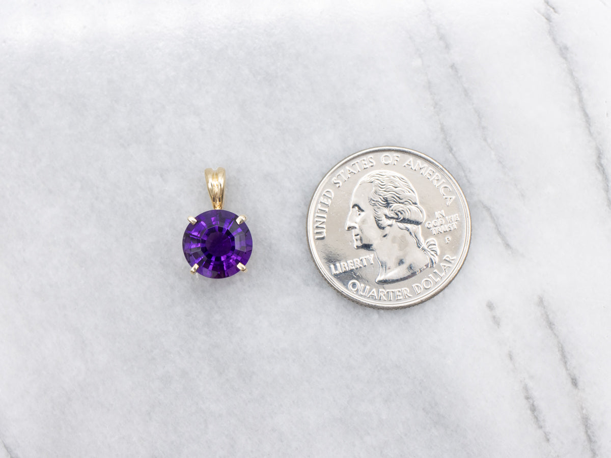 Simple Round Amethyst Solitaire Pendant