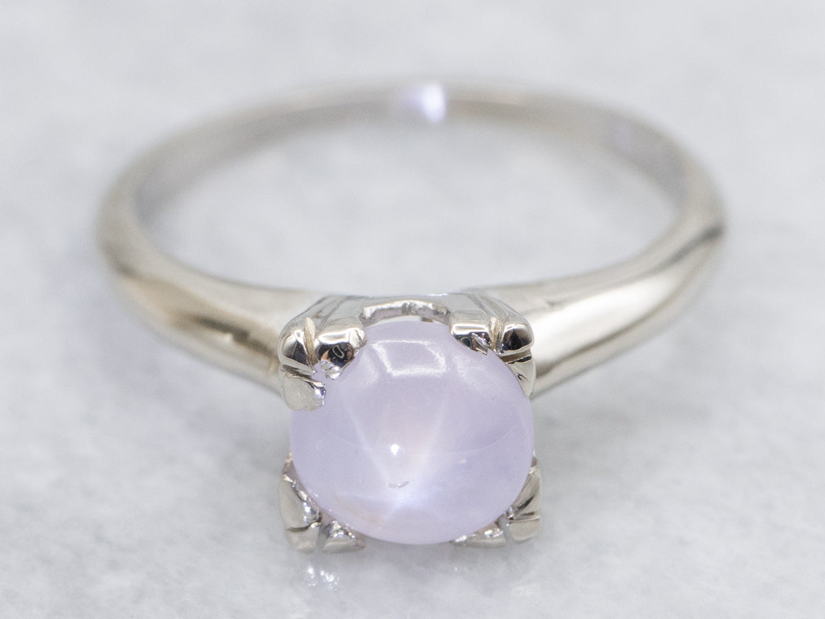 Lavender Star Sapphire Solitaire Ring