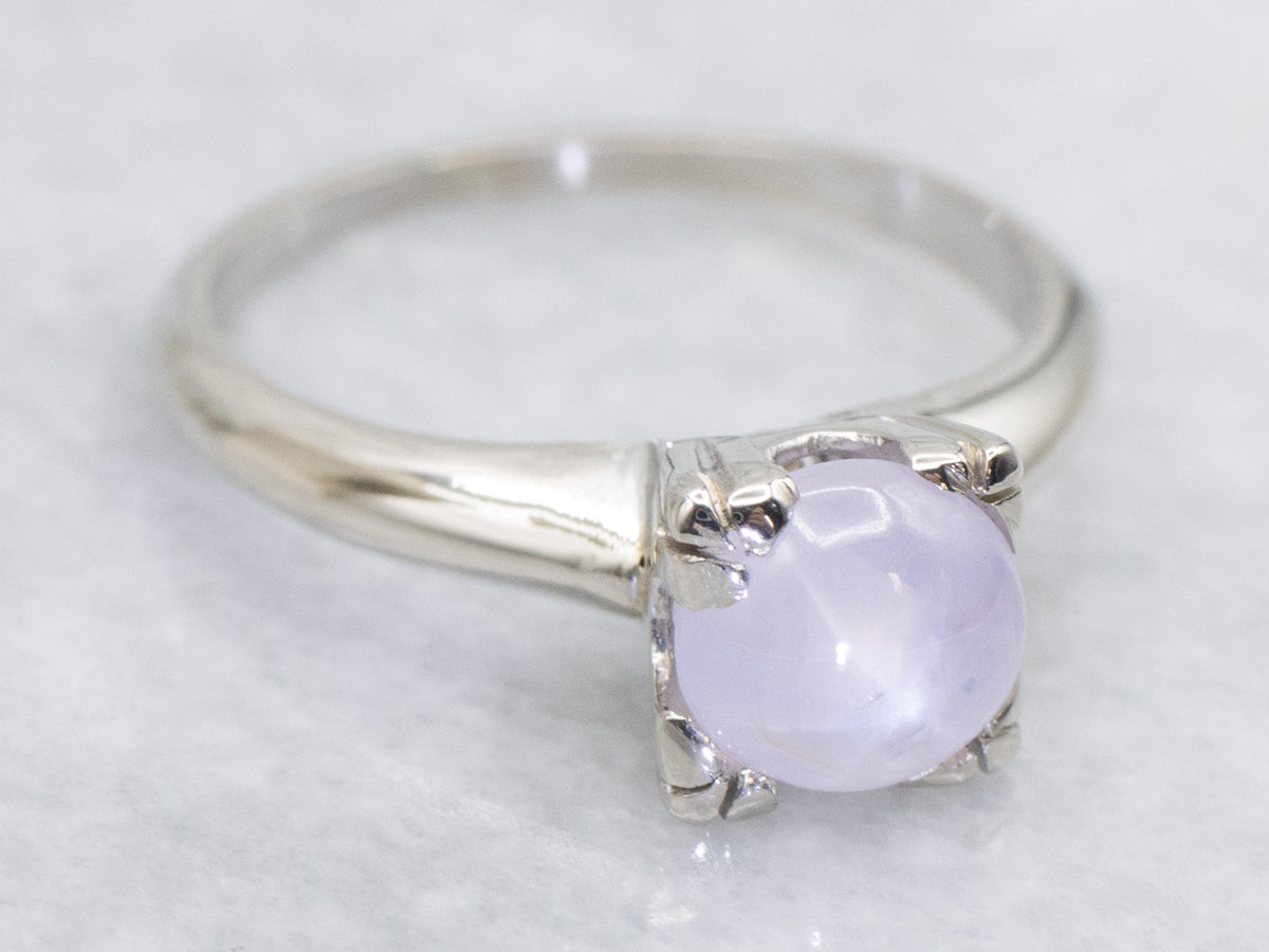 Lavender Star Sapphire Solitaire Ring