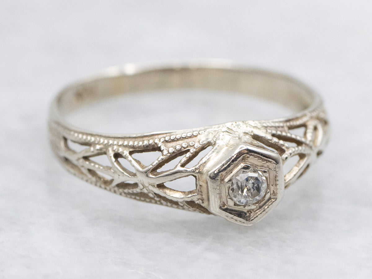 Antique Diamond and Gold Baptism Ring