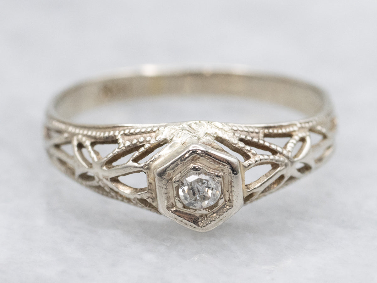 Antique Diamond and Gold Baptism Ring