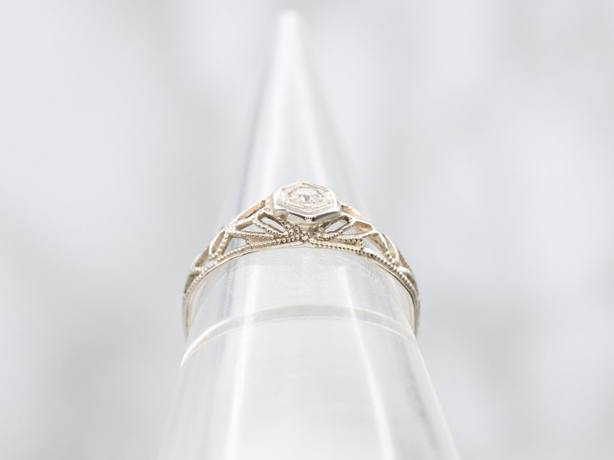 Antique Diamond and Gold Baptism Ring