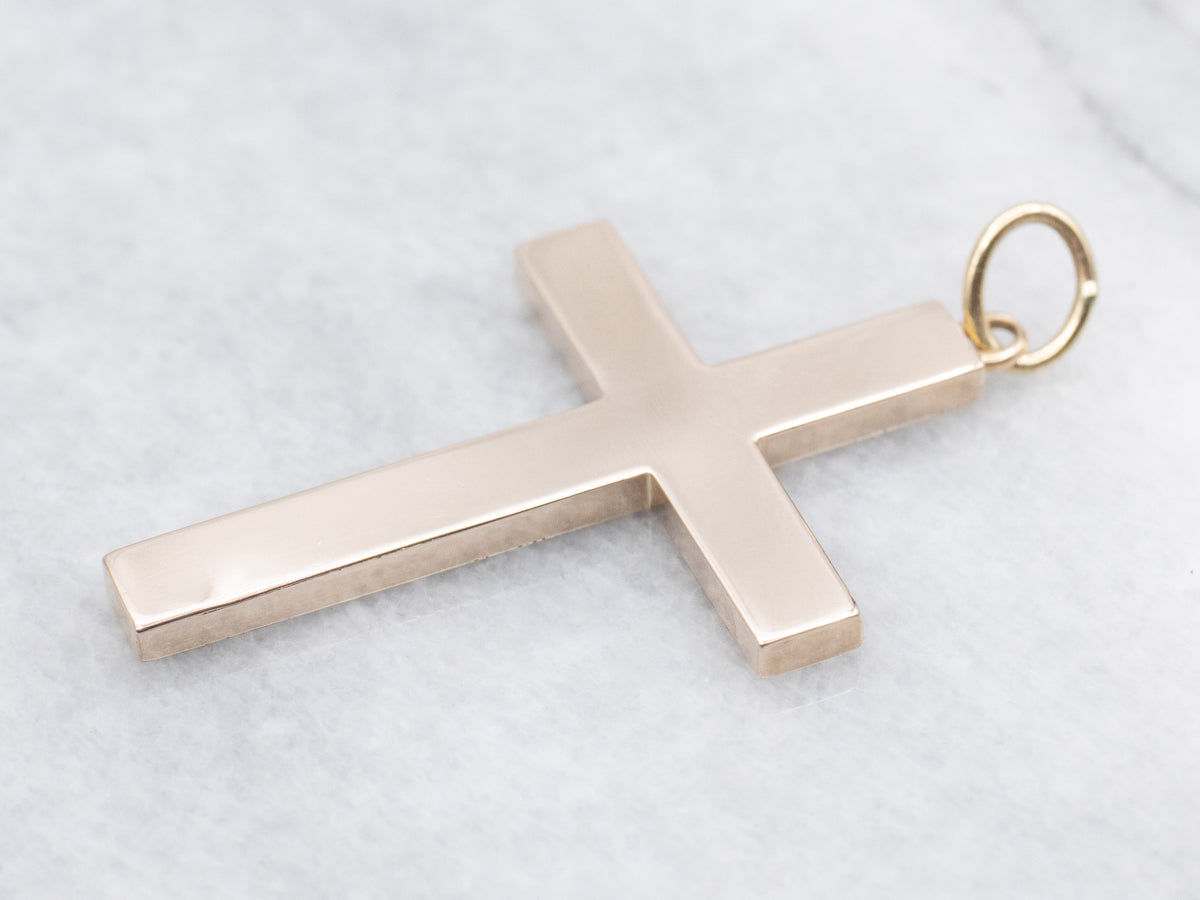 Vintage Engraved Gold Floral Cross Pendant