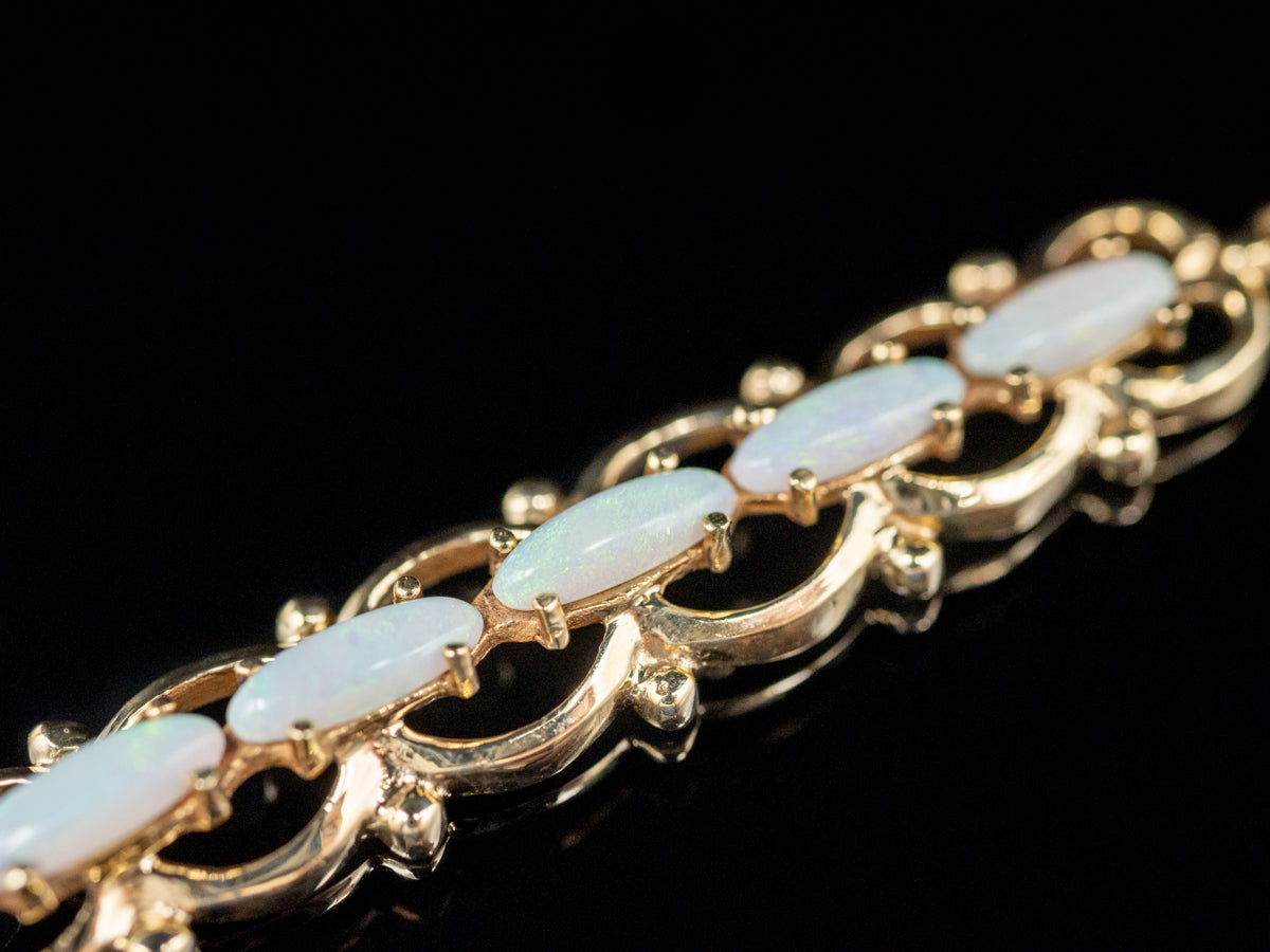 Multi Opal Cabochon Gold Drop Pendant