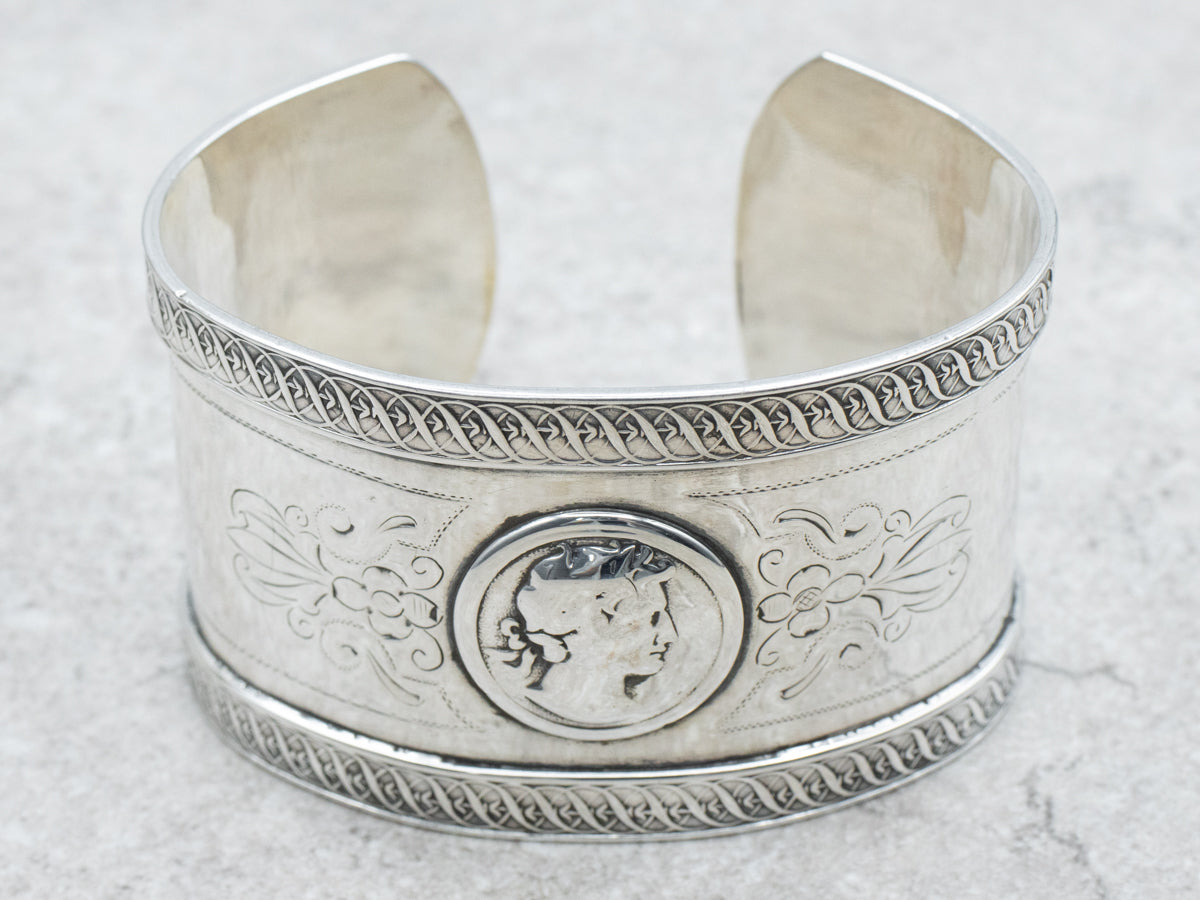 Sterling Silver Antique Julius Caesar Cuff Bracelet