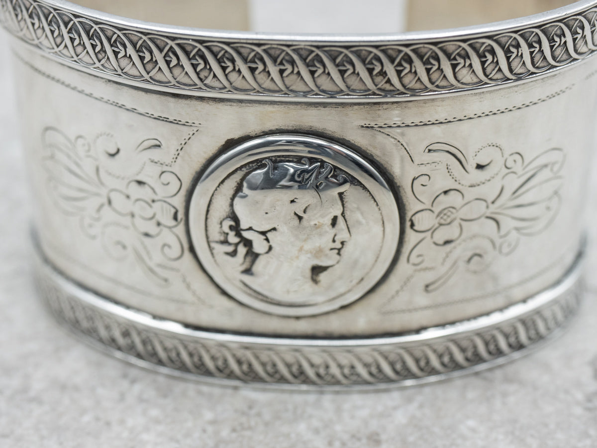 Sterling Silver Antique Julius Caesar Cuff Bracelet