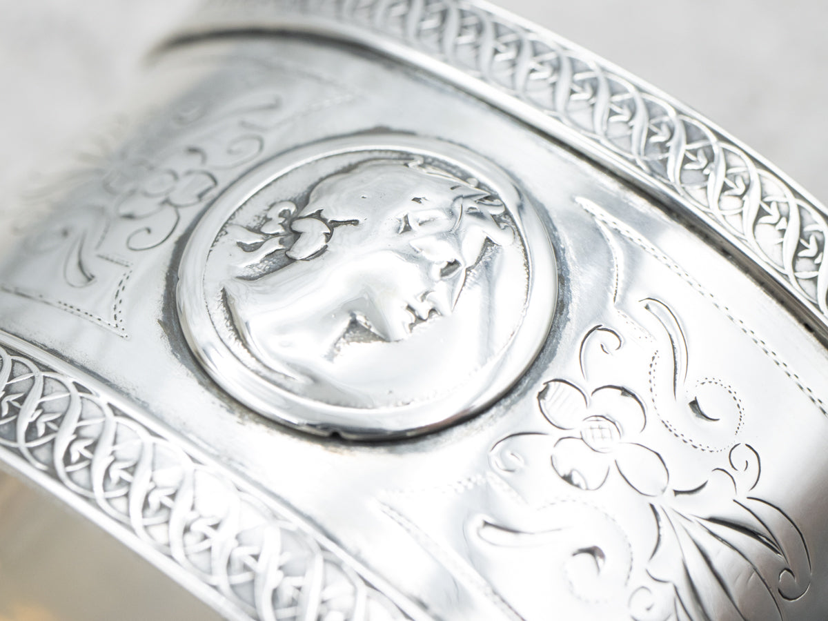 Sterling Silver Antique Julius Caesar Cuff Bracelet