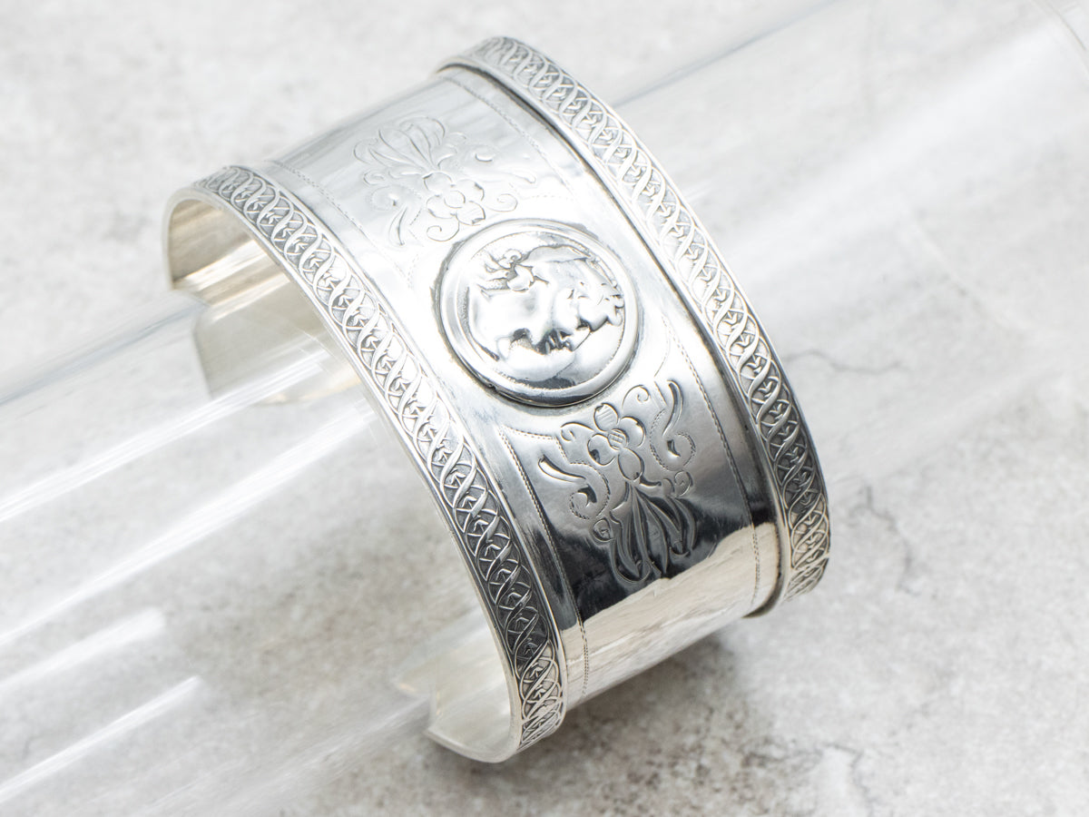 Sterling Silver Antique Julius Caesar Cuff Bracelet