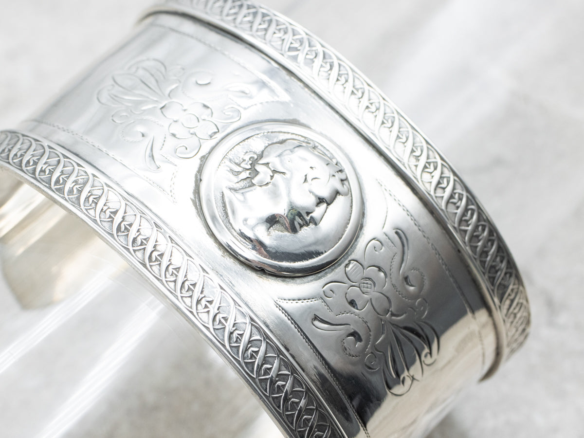 Sterling Silver Antique Julius Caesar Cuff Bracelet