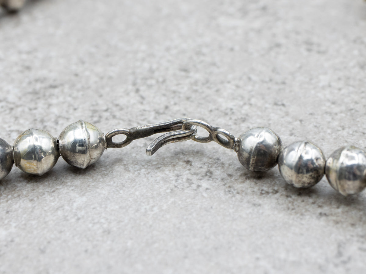 Stunning Native American Turquoise Squash Blossom Necklace with Fine American Turquoise