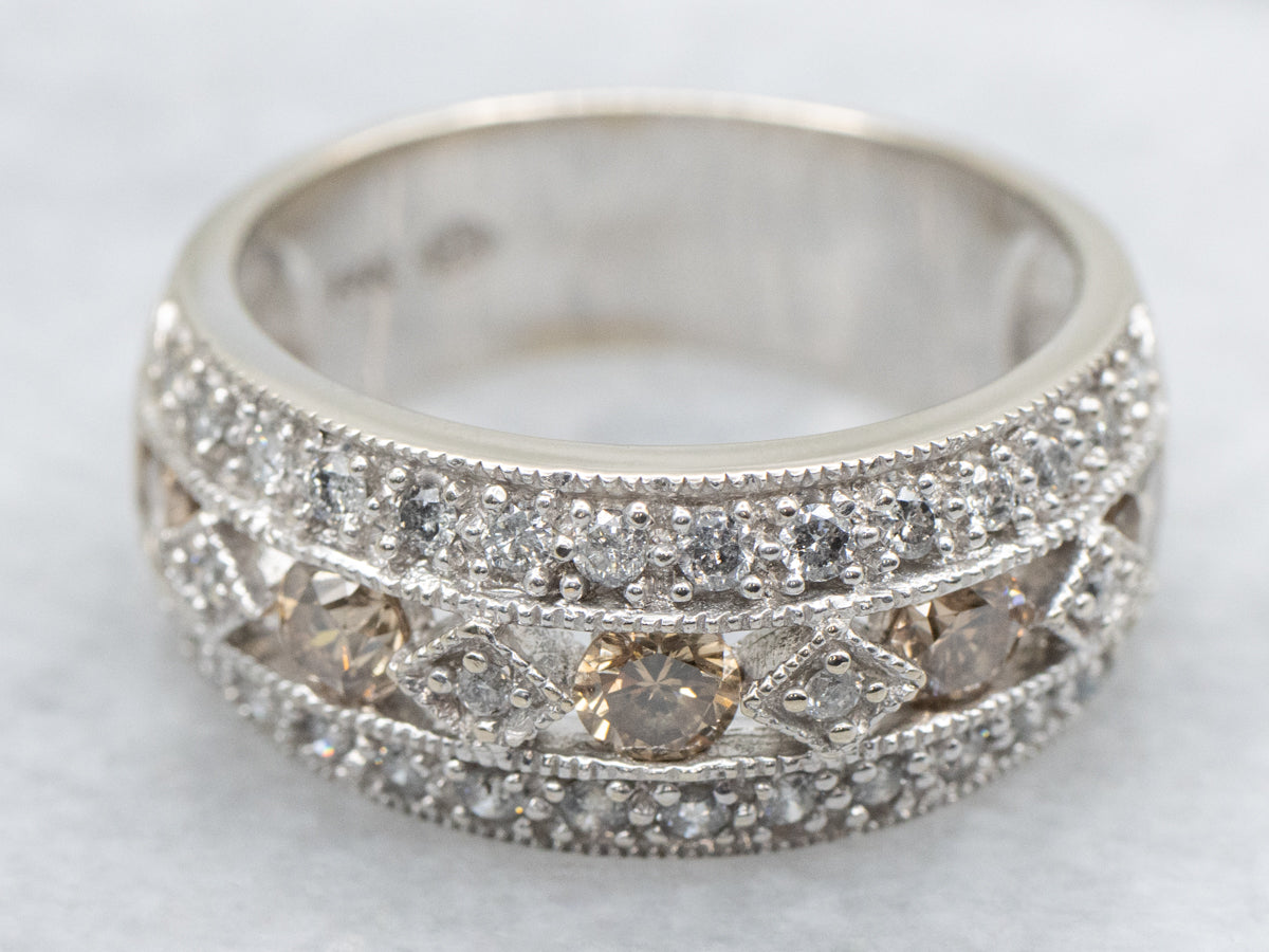 White and Chocolate Diamond Cocktail Band