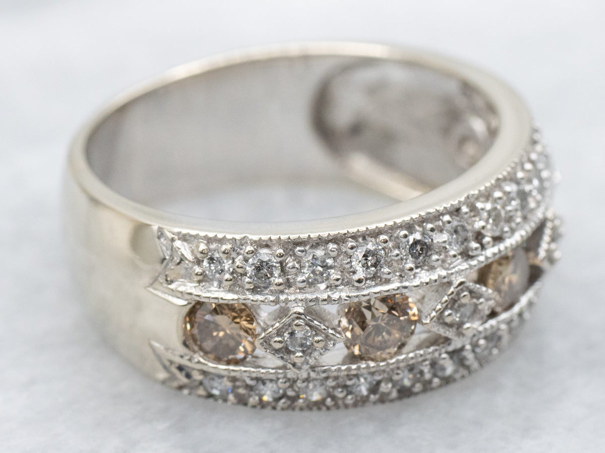 White and Chocolate Diamond Cocktail Band