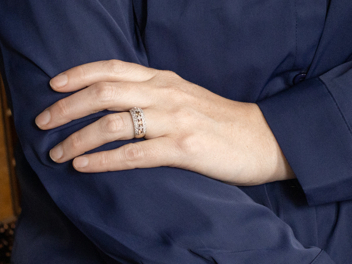 White and Chocolate Diamond Cocktail Band