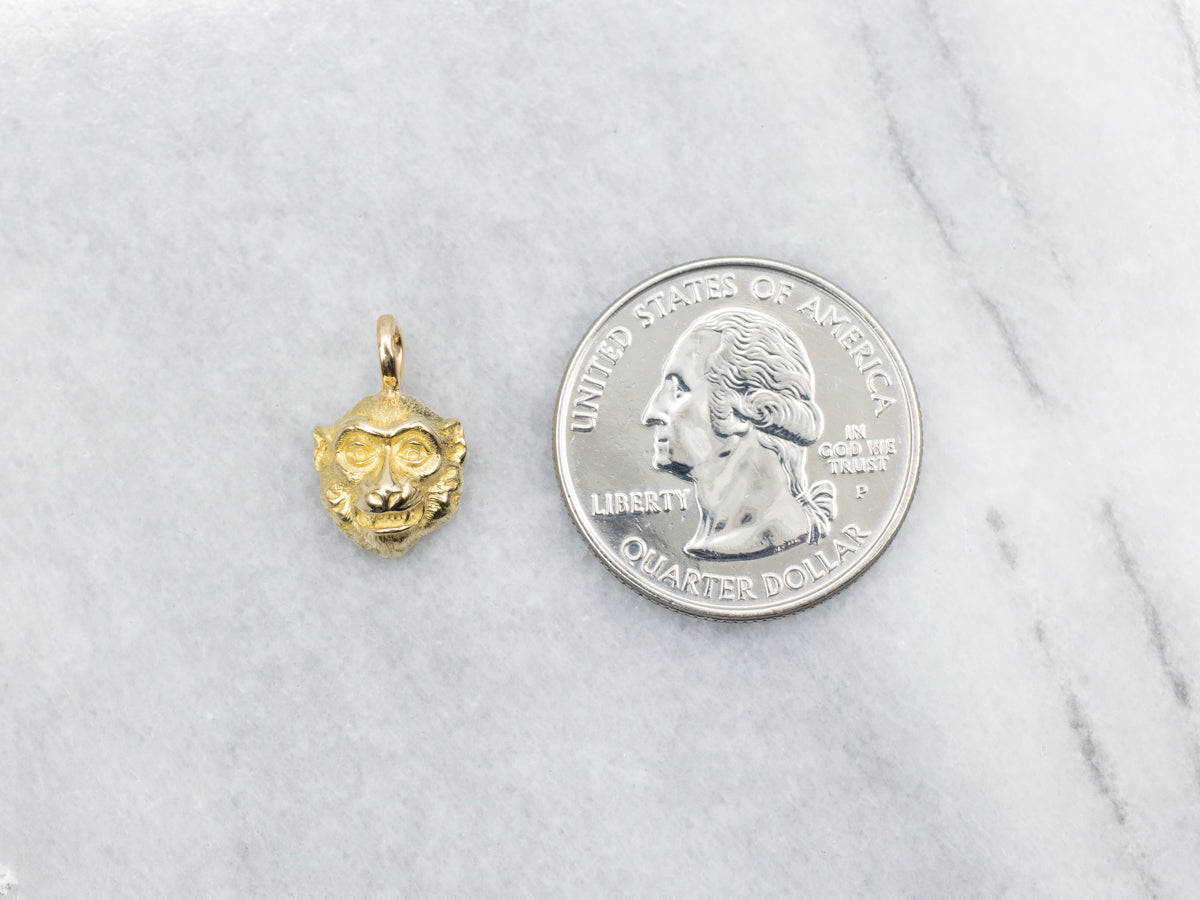 18-Karat Gold Monkey Face Charm Pendant